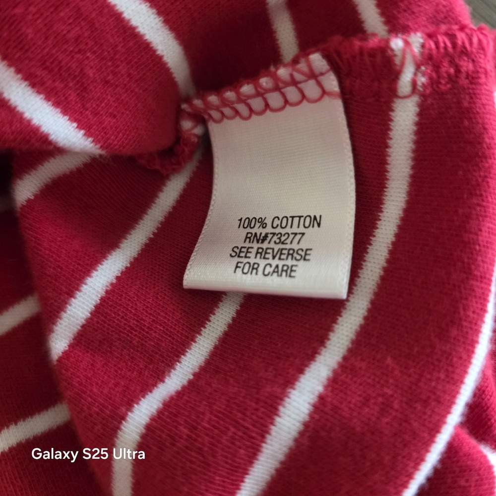Croft & Barrow T Shirt Womens L Red White Striped Sequin Starfish Coastal - Picture 6 of 10